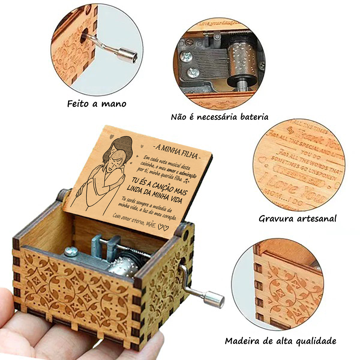 Mãe para Filha: Caixa musical com mensagem especial
